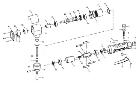 Part Location Diagram of 325A-351 Ingersoll Rand Cutter Lock Nut